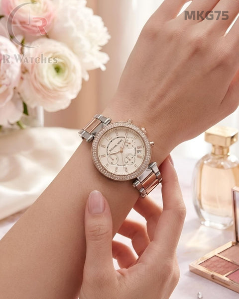 (SS)🖤⬆️ MK Girls Rose Gold White Dial (MKG75)
