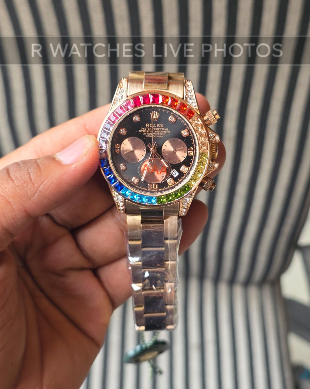 (OS2)📷⬆️⭐ Rolex rainbow Rose gold black (RXP7)