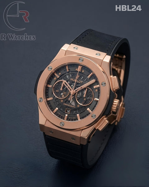 (OS2)🖤Hublot Leather Rose Gold Black (HBL24)