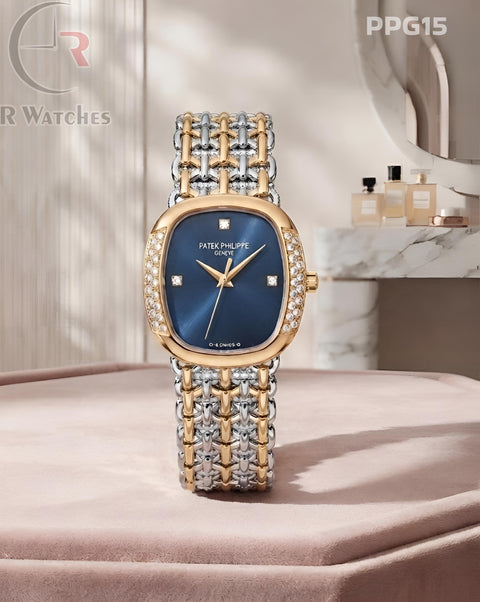 (OS)🖤⭐ Patek Philippe Girls Diamond Dual Tone Blue (PPG15)