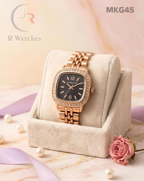 (SS)🖤 MK girls rose gold black dimond (MKG45)