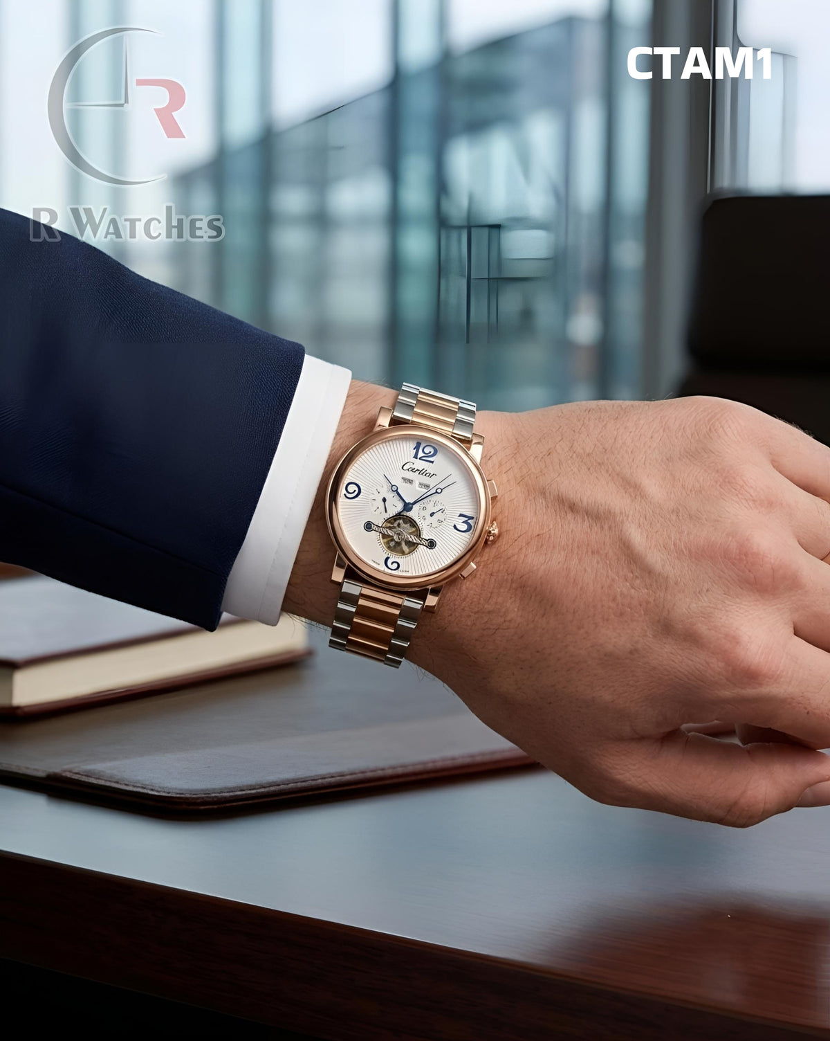 (OS)🖤⭐ Cartier Automatic Dual Tone White (CTAM1)