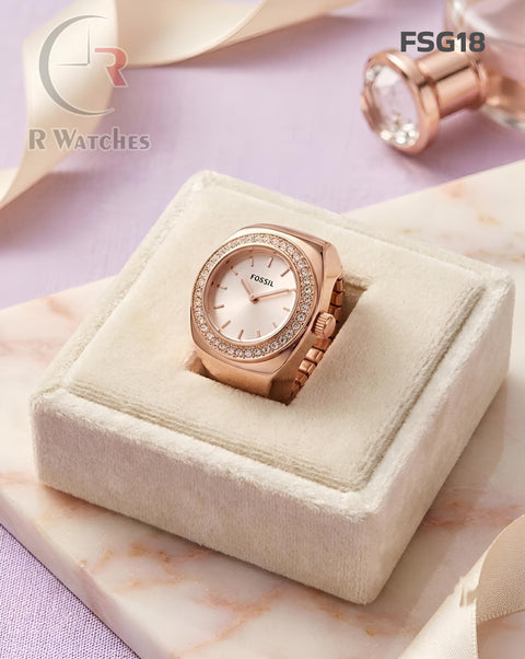 (OS)🖤⬆️ Fossil Girls Ring Diamond Full Rose Gold (FSG18)