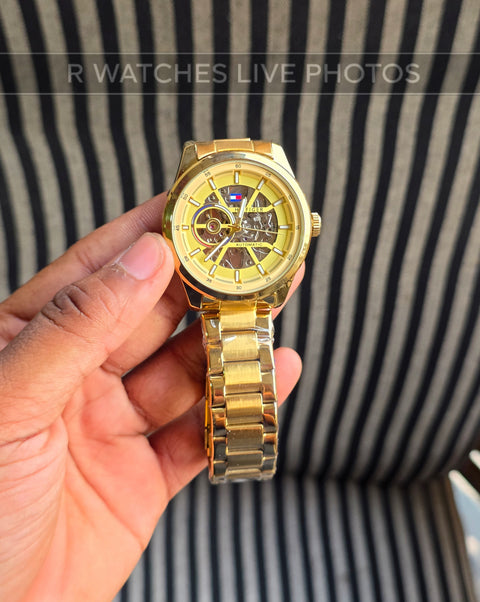 (OS)📷⭐ Tommy Hilfiger Automatic Full Gold (THAM3)