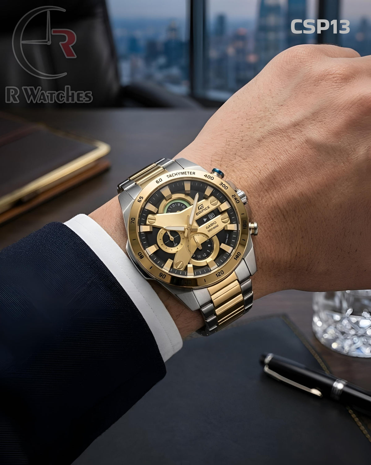 (OS)🖤⬆️⭐ Casio Edifice dual tone Gold (CSP13)