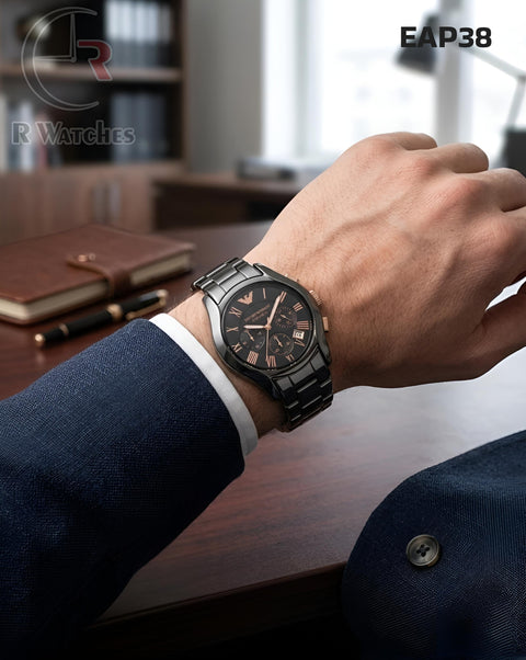(SS)🖤⬆️⭐ Armani ceramic black rose gold (EAP38)