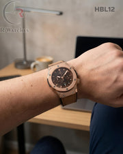 (OS)🖤 Hublot Machinery Leather Rose Gold Brown (HBL12)