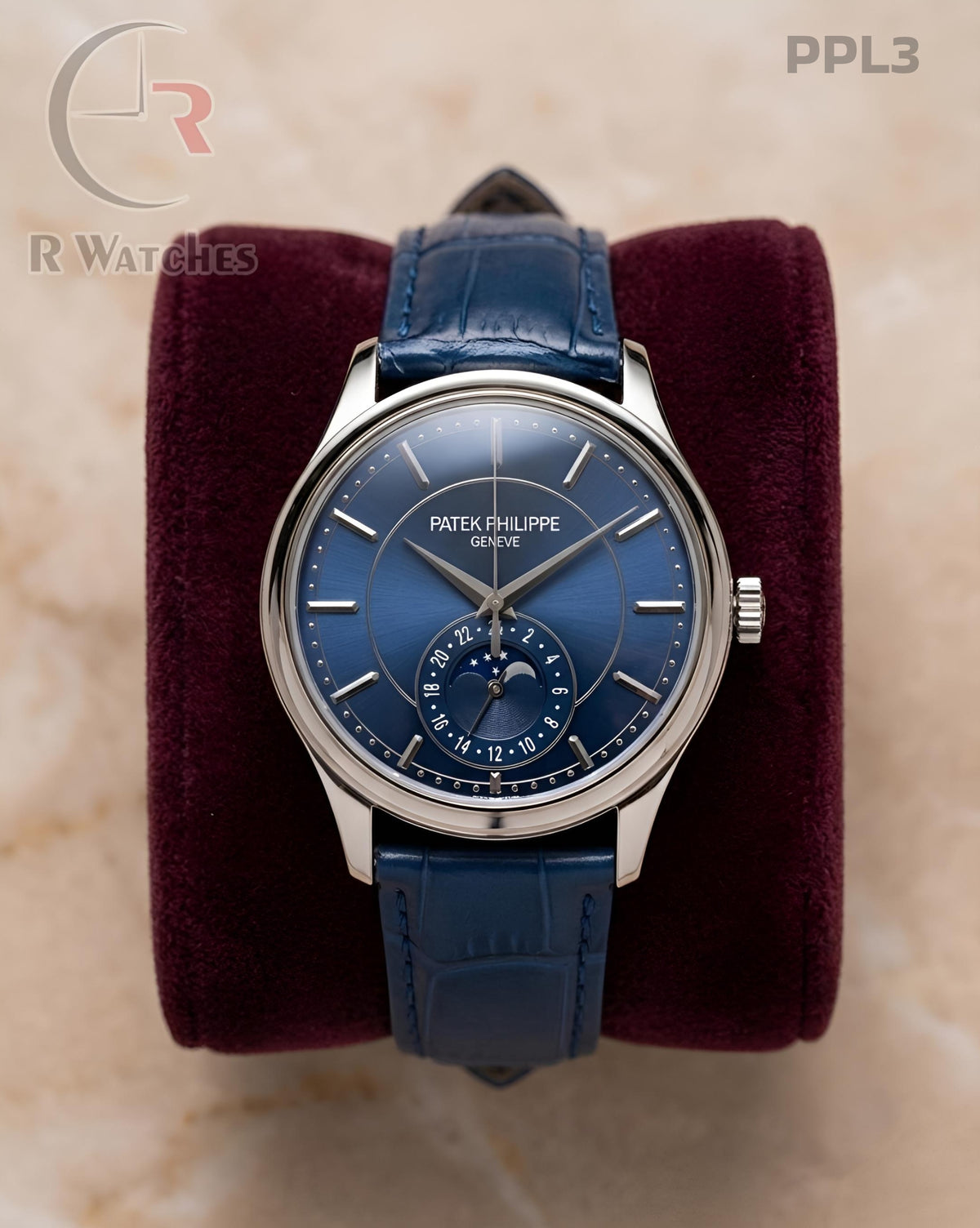 (OS)🖤 Patek Philippe Leather Silver Blue (PPL3)