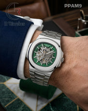 (OS)🖤⭐ Patek philip automatic silver green (PPAM9)