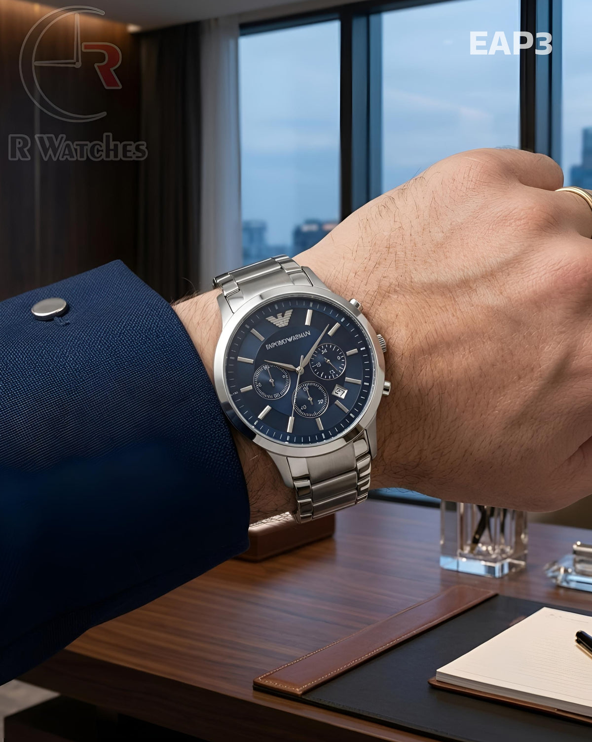 (OS32)🖤⬆️⭐ Armani metal silver blue (EAP3)
