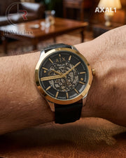 (SS)🖤 AX Automatic Leather Black Gold Dial (AXAL1)