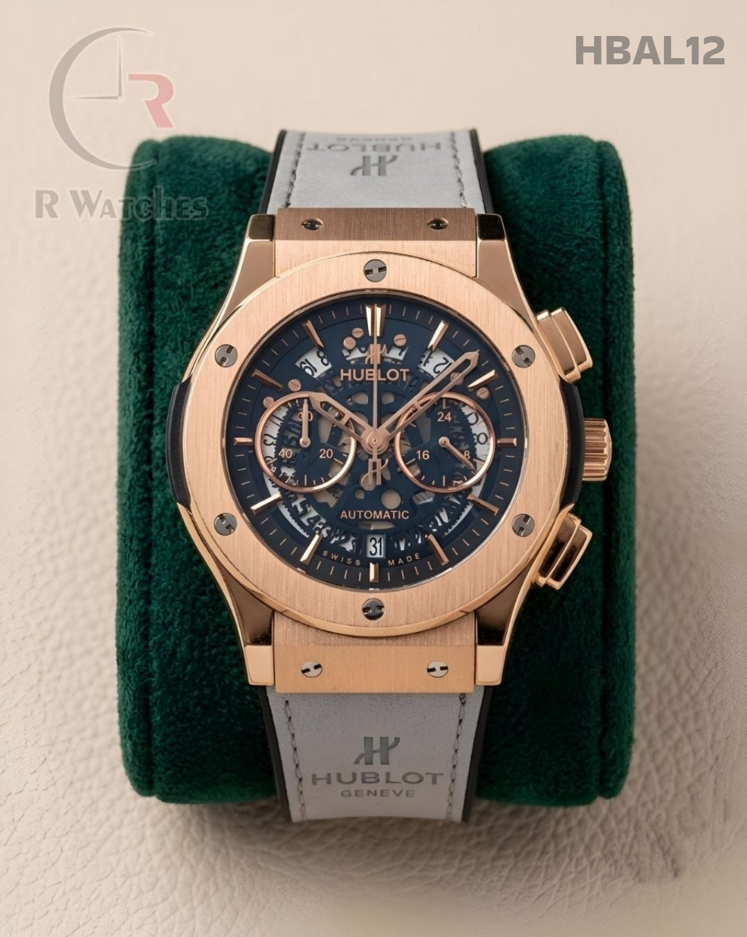 (OS)🖤⬆️ Hublot Leather Machinery Rose Gold Grey (HBAL12)