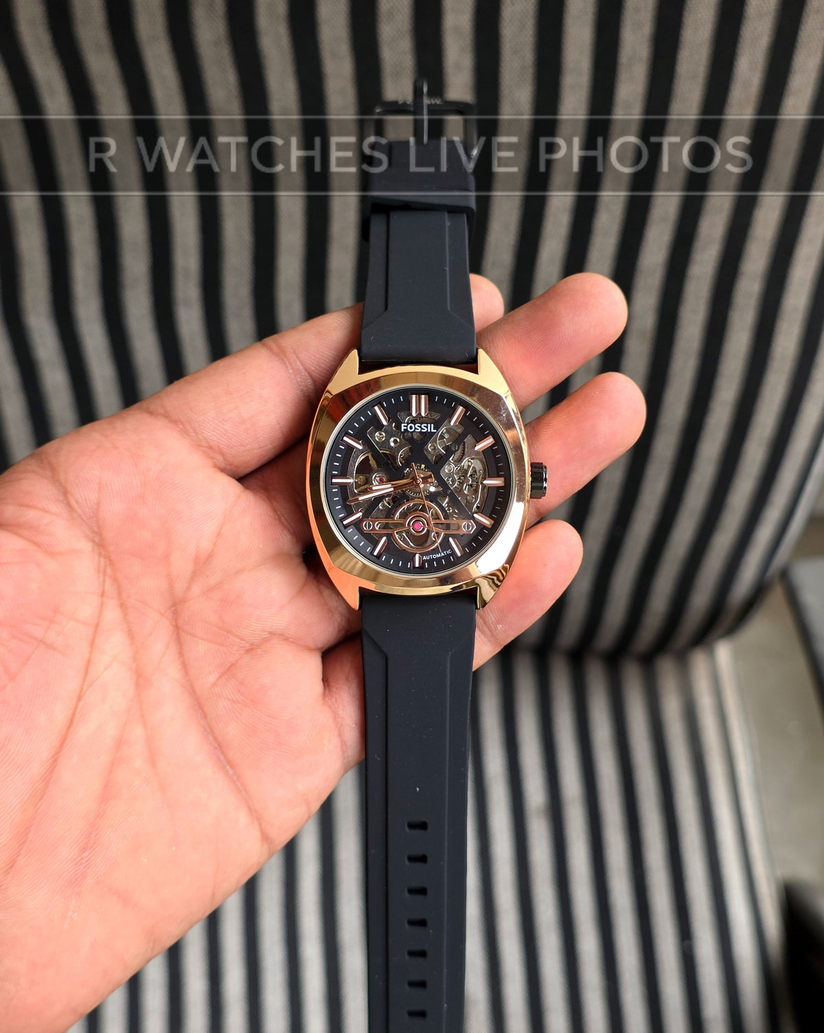 (SS)🖤⭐ Fossil Automatic Silicon Rose Gold Black (FSAS1)