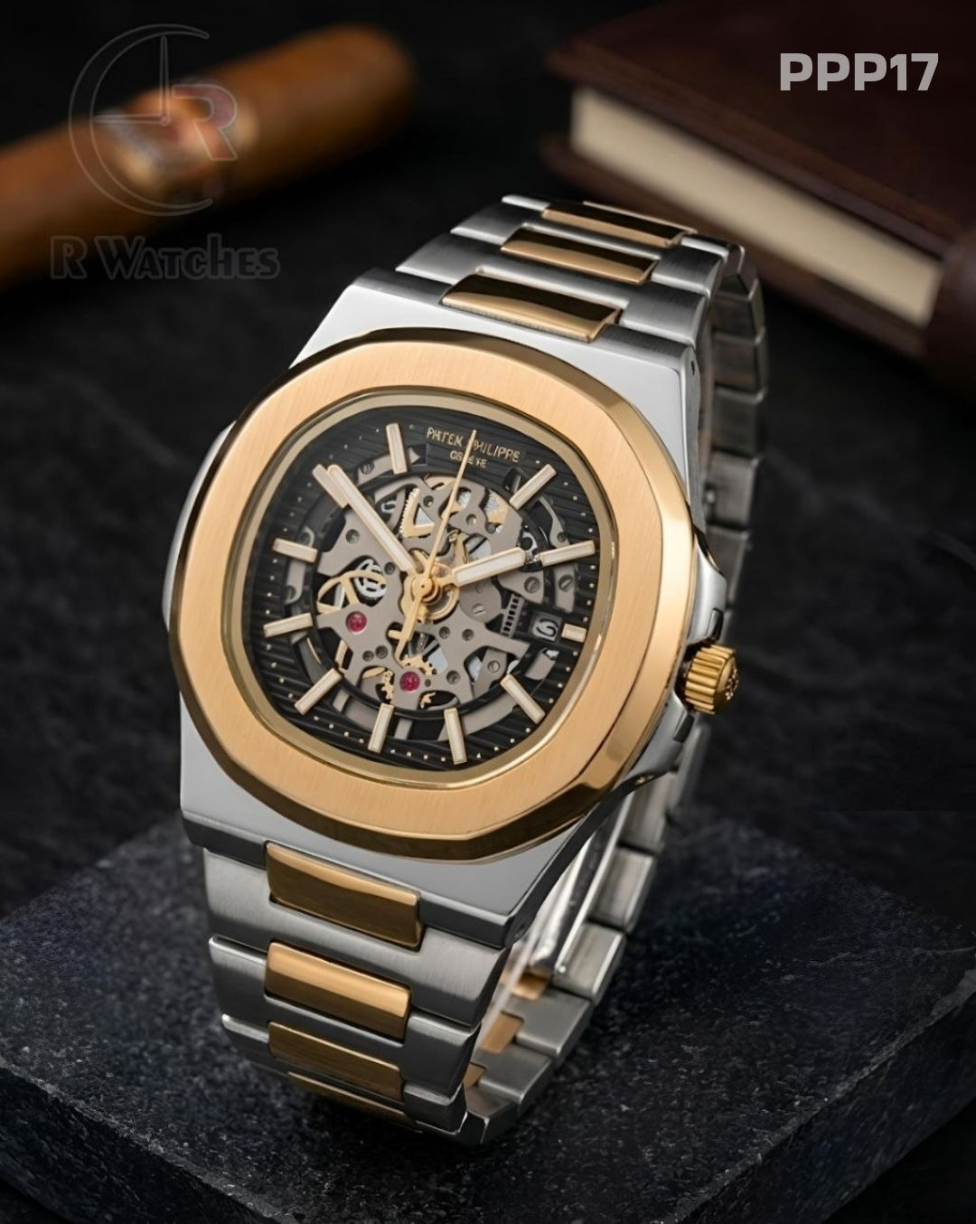 (OS)🖤⬆️ Patek Philippe Machinery Dual Tone Black (PPP17)