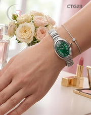 (SS)🖤⭐ Cartier Girls Silver Green Roman Dial (CTG23)