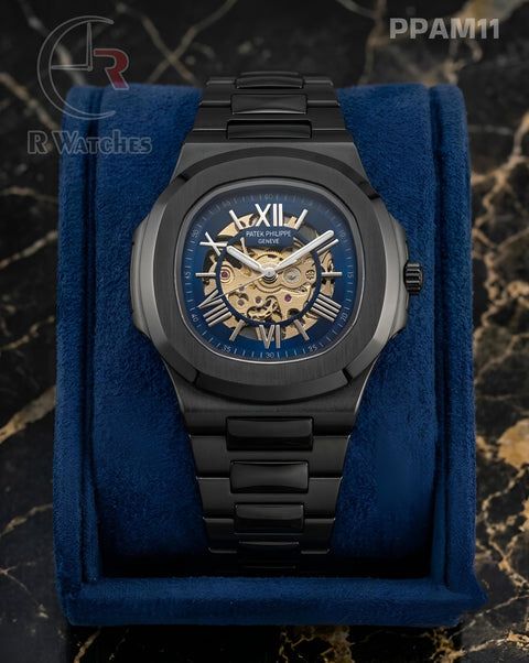(OS3)🖤⭐ Patek philip automatic full black blue (PPAM11)
