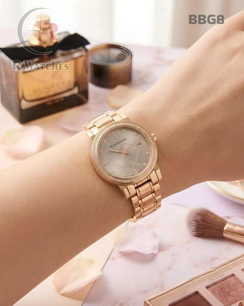 (OS)🖤⭐ Burberry Girls Rose Gold Grey Dial (BBG8)