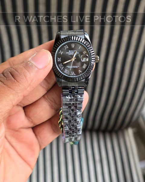 (OS3)📷⭐ Rolex Girls Full Black Roman Dial (RXG19)