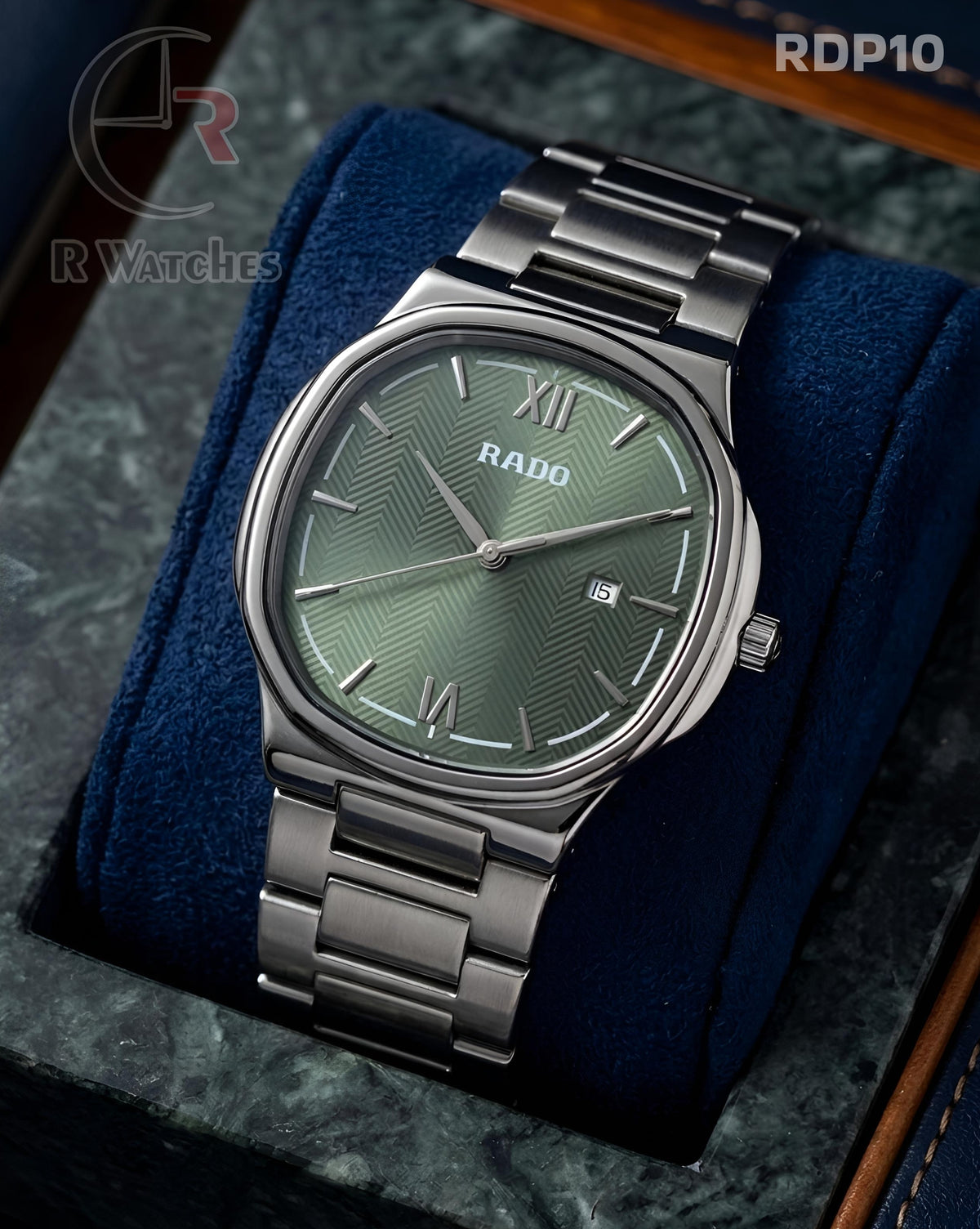 (OS)🖤⬆️ Rado Square Silver Green (RDP10)