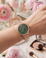 (OS)🖤 MK Girls Rose Gold Green Dial (MKG5)