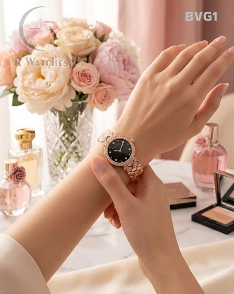 (OS)🖤⭐ Bvlgari girls rose gold black dimond (BVG1)