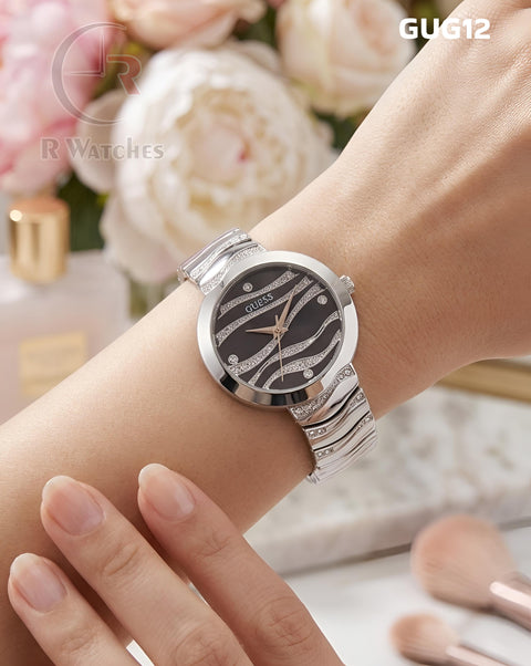(SS)🖤⭐ Guess Girls Silver Black Dial (GUG12)