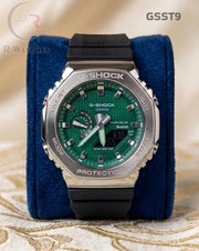 (OS4)🖤⬆️🔁⭐ G-Shock ga 2100 green dial silver black (GSST9)
