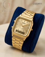 (OS)🖤⬆️🔁⭐ Casio white dial metal gold (CSSM11)