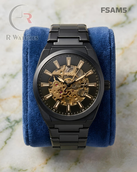 (OS3)🖤⬆️⭐🔁 Fossil Automatic Metal black (FSAM5)
