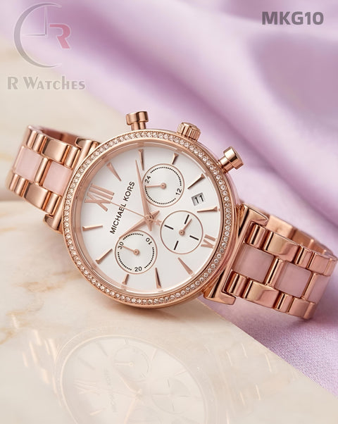 (OS)🖤⭐ MK Girls Rose Gold White Dial (MKG10)
