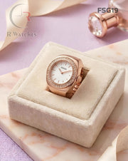 (OS)🖤⬆️ Fossil Girls Ring Diamond Rose Gold White (FSG19)