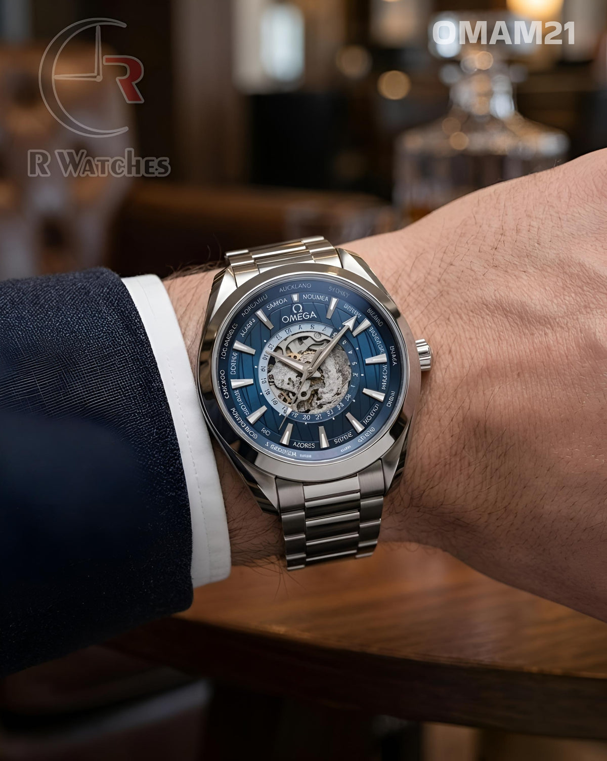 (OS)🖤⭐ Omega Automatic Nevy Blue Silver (OMAM21)
