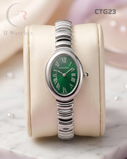 (SS)🖤⭐ Cartier Girls Silver Green Roman Dial (CTG23)