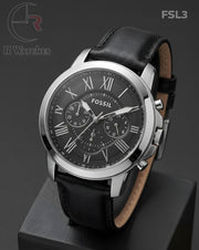 (OS2)🖤⬆️⭐ Fossil leather silver black dial (FSL3)