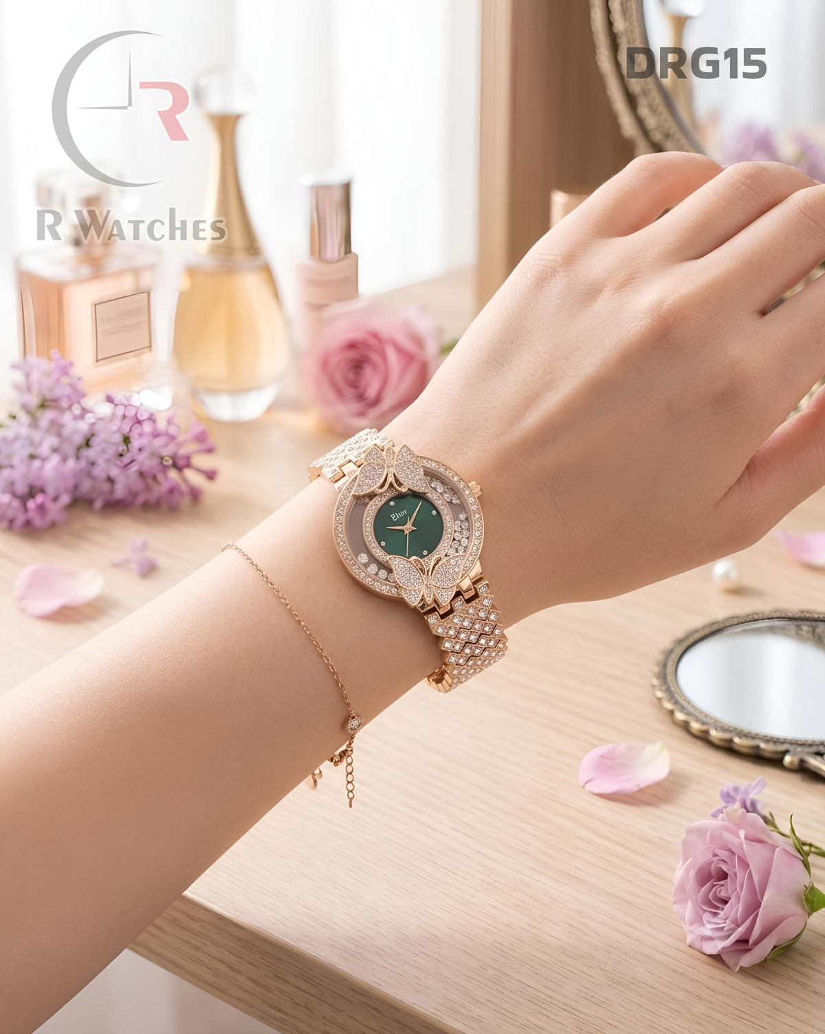 (SS)🖤⬆️⭐ Dior Girls Diamond Green Rose Gold (DRG15)