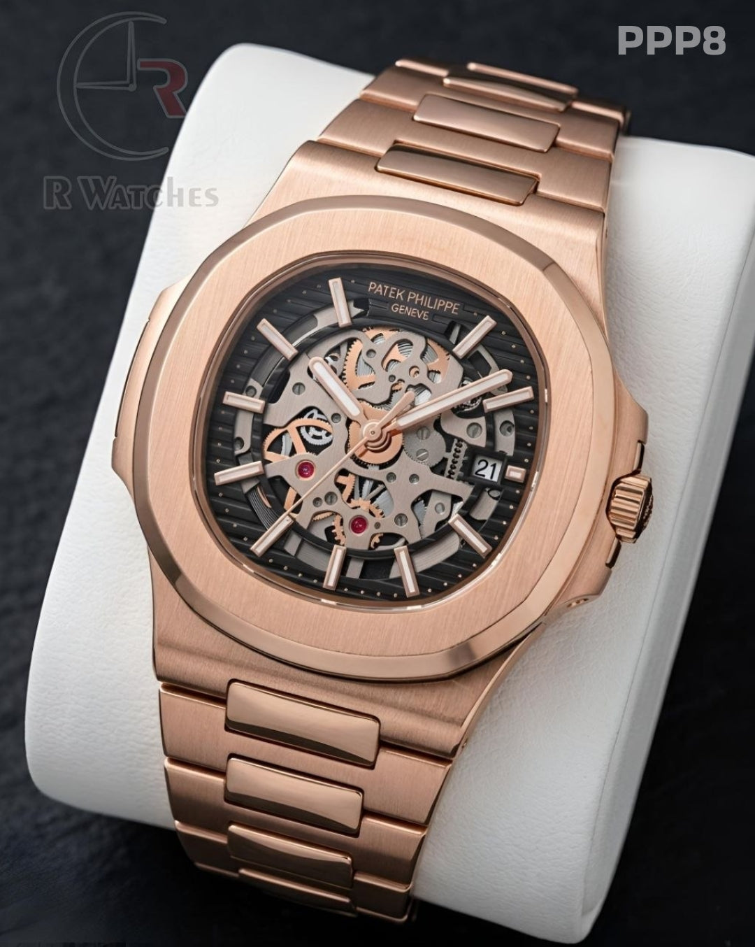 (OS)🖤⬆️ Patek Philippe Machinery Rose Gold Black (PPP8)