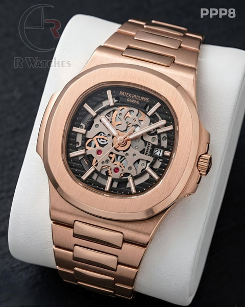 (OS)🖤⬆️ Patek Philippe Machinery Rose Gold Black (PPP8)