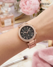 (OS)🖤⭐ MK Girls Rose Gold Black Dial (MKG12)