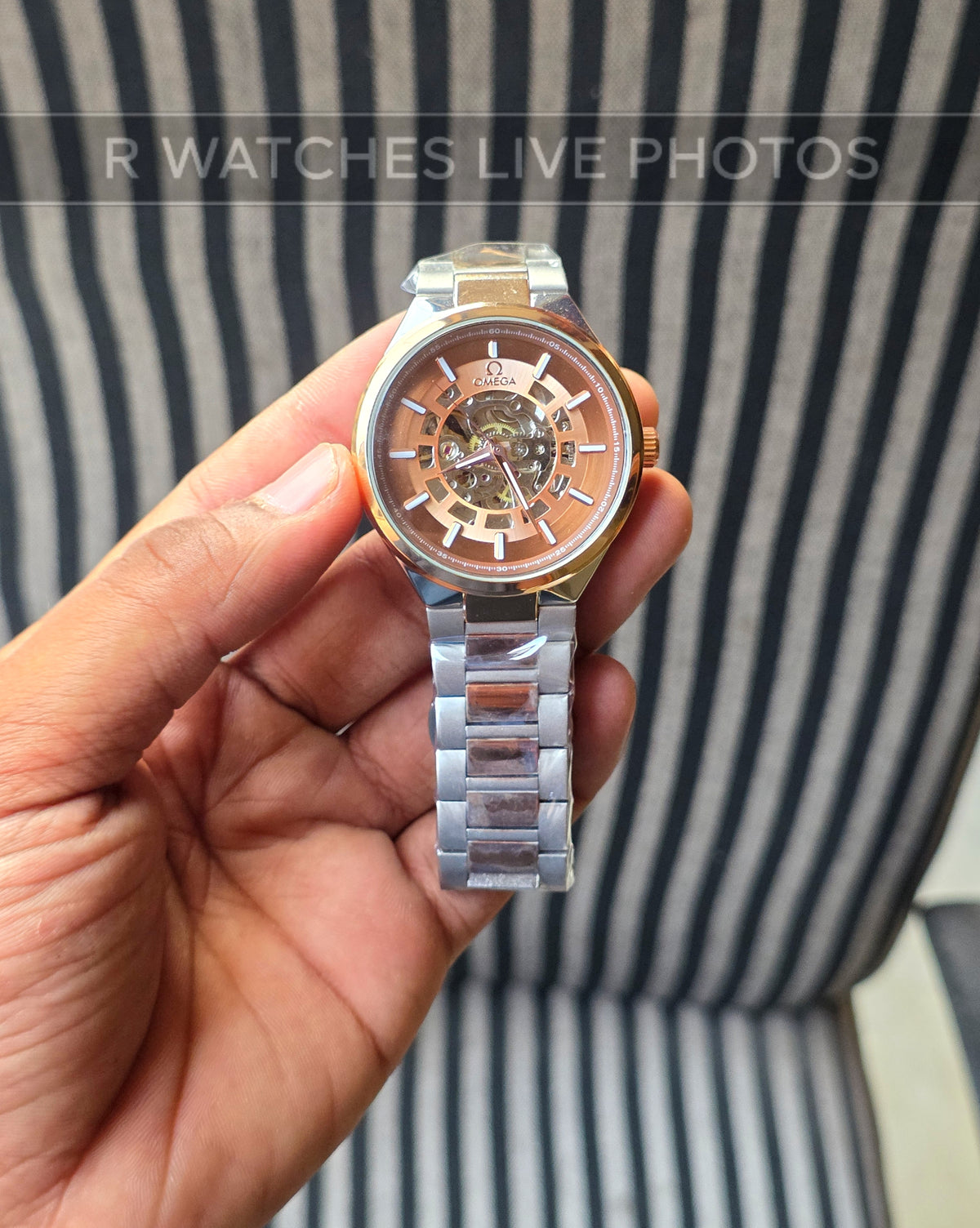 (SS)🖤⭐ Omega Automatic Rose Gold Brown (OMAM8)