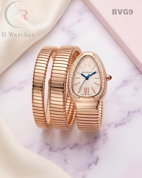 (SS)🖤⬆️⭐ Bvlgari Snake Girls Diamond Rose Gold White(BVG9)
