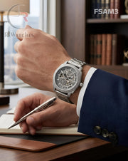 (OS9)🖤⭐ Fossil Automatic Matt Silver Grey (FSAM3)