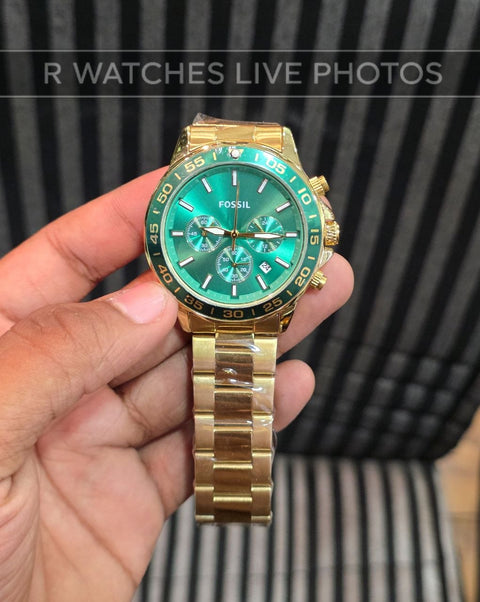(OS)🖤⬆️⭐ Fossil new Premium chrono gold green (FSP21)
