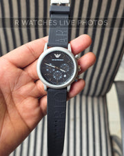 (OS2)🖤⭐ Armani Silicon Silver Black Dial (EAS5)