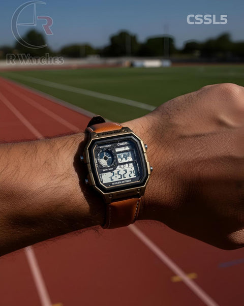 (OS2)🖤⬆️ Casio world time leather Rose Gold brown (CSSL5)