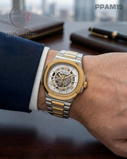 (OS2)🖤⭐ Patek Philippe Automatic Dual Tone White Roman Dial (PPAM19)