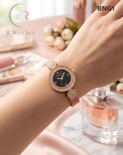 (SS)🖤⭐ Boucheron Girls Rose Gold Black Dial (BNG1)