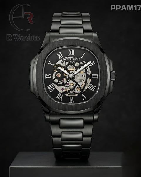 (OS2)🖤⭐ Patek Philippe Automatic Full Black Silver (PPAM17)