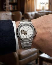 (OS)🖤⭐ Patek Philippe automatic silver white (PPAM15)