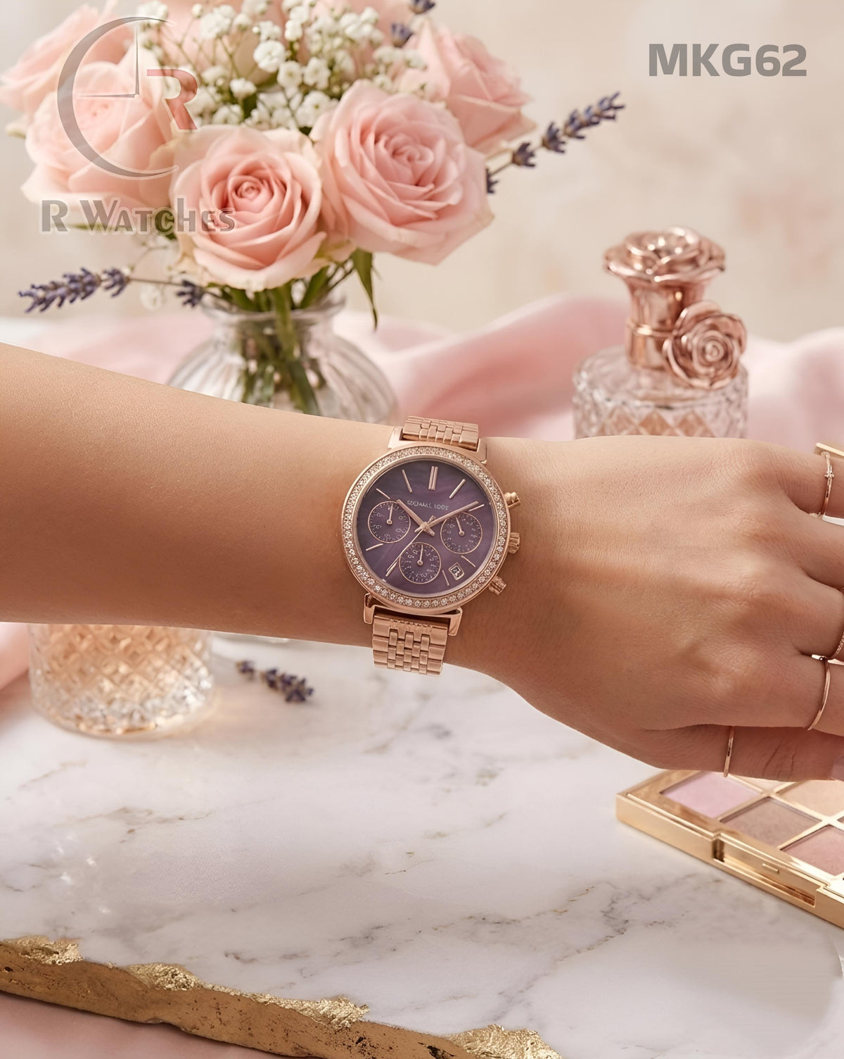 (SS)🖤⬆️ MK Diamond Girls Rose Gold Purple (MKG62)
