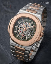 (OS2)🖤⭐ Patek Philippe Machinery Rose Gold Green (PPP29)